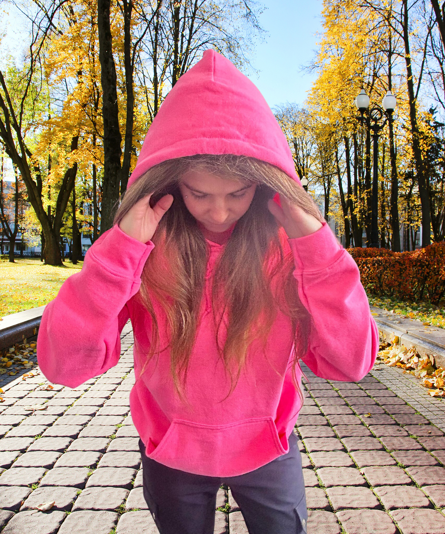 Coton ouaté de couleur avec capuchon  (Kangourou/Hoodie)